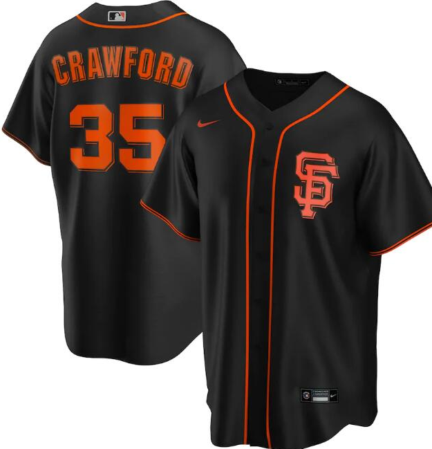 Men's San Francisco Giants #35 Brandon Crawford Black Cool Base Stitched Jersey